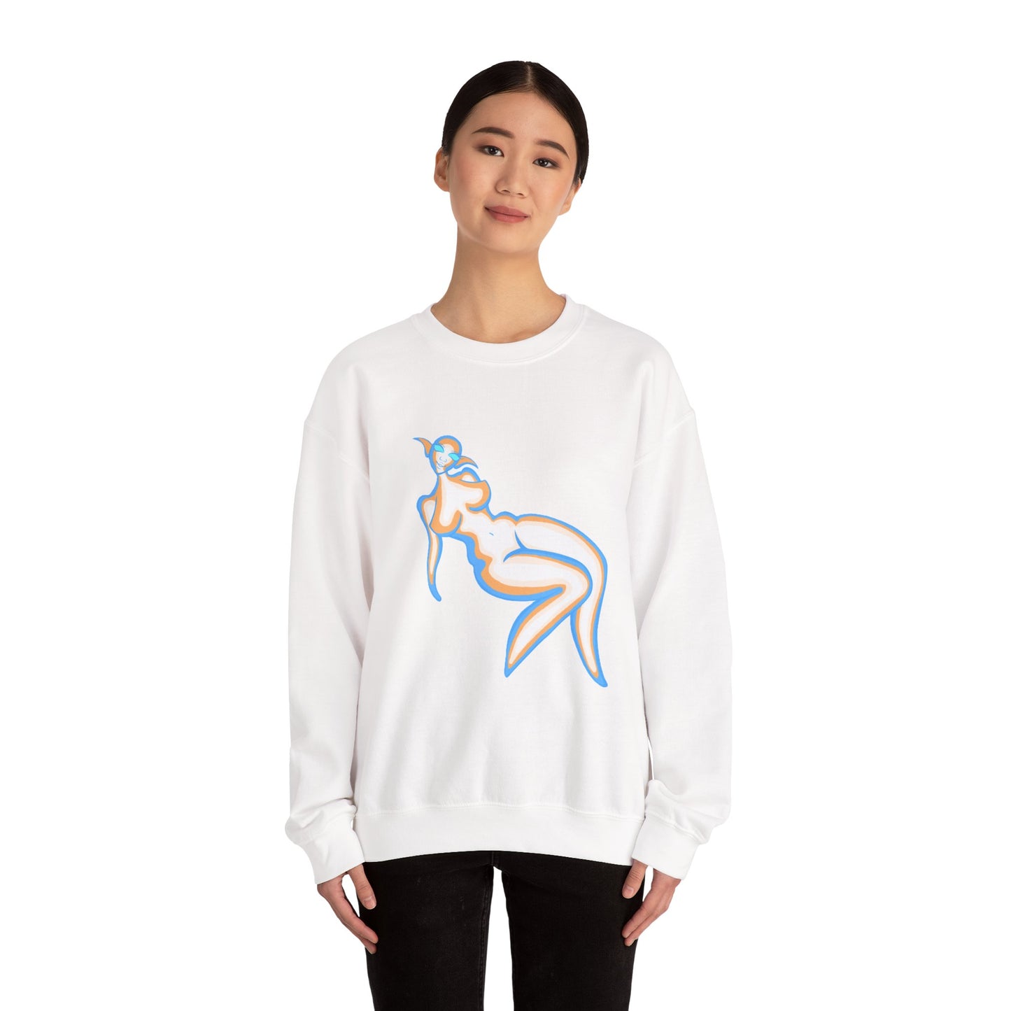 Artistic Abstract Female Figure Crewneck Sweatshirt, Cozy Unisex Pullover, Fashionable Gift for Her, Casual Wear, Everyday Comfort